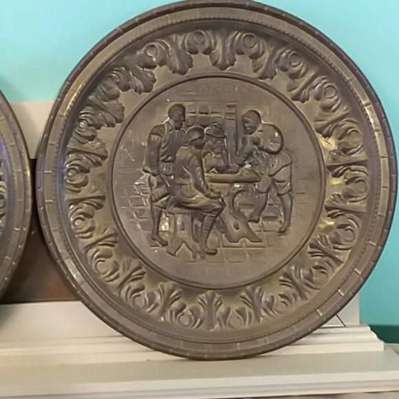 Pair of Brass Relief Plates - Picture 3 of 8